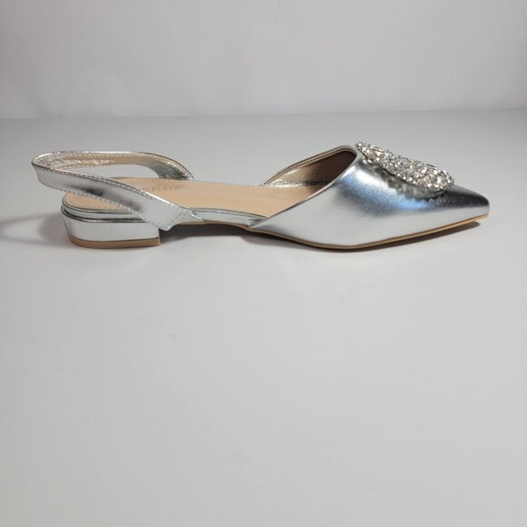 Berness Women's Silver Penee Pointy Toe Slingback Silver Flats Size 7 - Picture 9 of 12
